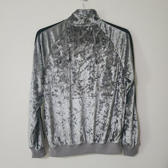 G-Style USA Men's Velour Full-Zip Bomber Jacket Grey Black Unlined Size S - Picture 3 of 7